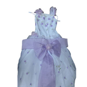 Girls Angels Garment White Purple Floral Formal Dress XS #73